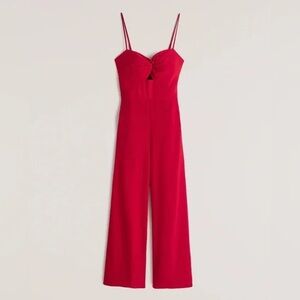 Abercrombie Tie Front Red Jumpsuit